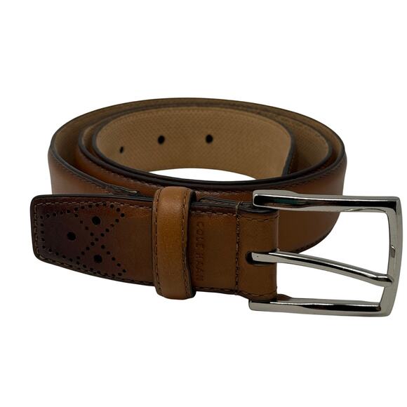 Cole Haan Leather Brown Belt with Silver Buckle Women's 32 - Picture 1 of 7